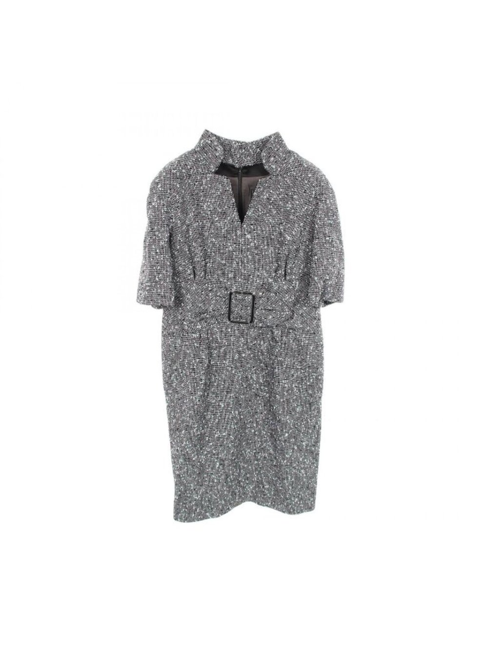 Chanel Dress CC Logo Tweed Short Sleeve Wool